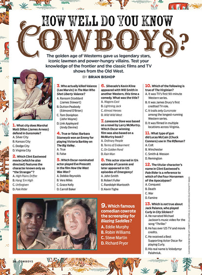 TV Guide - Cowboys: From The Wild West To The New West, Deluxe Collector's Edition, Gritty Heroes & Nasty Outlaws Of TV & Movies, Clint Eastwood, Clayton Moore, Billy Bob Thornton, John Wayne & More!