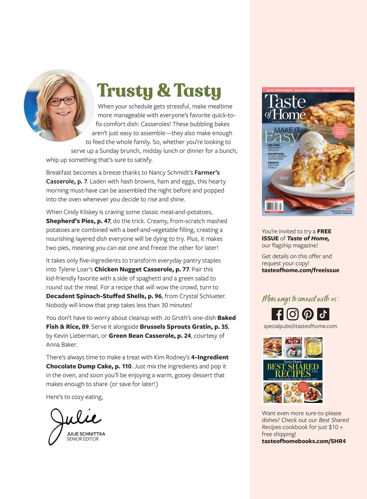 Taste of Home - Casseroles: 119 Fast & Easy One-Dish Meals, Overnight Entrees, Family Friendly Dinners, No-Fuss Breakfasts, In-A-Dash 13x9 Desserts, Satisfying Sides, 7 Secrets To Success & More!