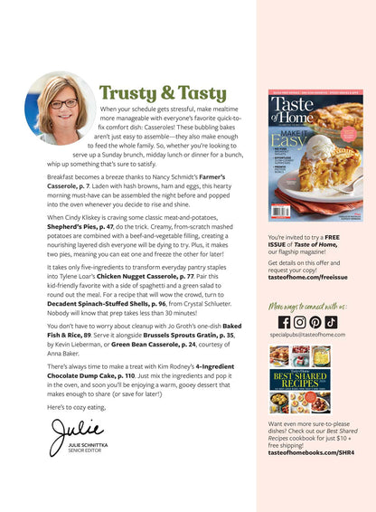 Taste of Home - Casseroles: 119 Fast & Easy One-Dish Meals, Overnight Entrees, Family Friendly Dinners, No-Fuss Breakfasts, In-A-Dash 13x9 Desserts, Satisfying Sides, 7 Secrets To Success & More!