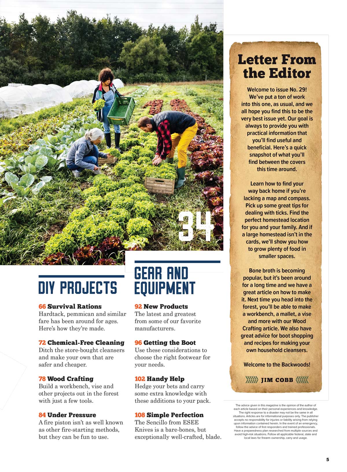 Backwoods Survival Guide - Living Off The Land No. 29: Bone Broth, Natural Navigation, Small Space Gardening, Ticks, DIY Cleaners, Outdoor Workshop, Eating Trees, Boot Selection, Gear Guide & More!