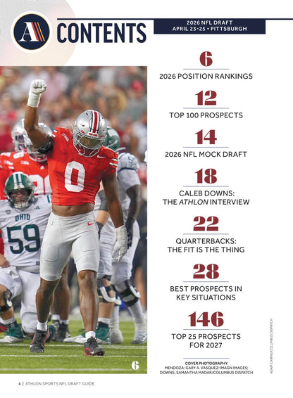 Athlon Sports - 2026 NFL Draft Preview: Top Draft Prospects, Exclusive In-Depth Analysis, Position Rankings, Mocks Drafts, 200+ Player Capsules, Mendoza Magic, Interview With Caleb Downs & More!