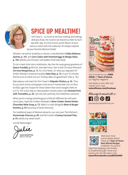 Taste of Home - Mexican: Taco Tuesday Just Got Easier, South-Of-The-Border Apps, Budget-Friendly Dinners, Quick Desserts, Guac That Rocks, Cheese-Stuffed Jalapenos, Crispy Churros & More!