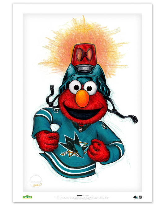 Elmo Loves Goals! x NHL Sharks Limited Edition Art Print