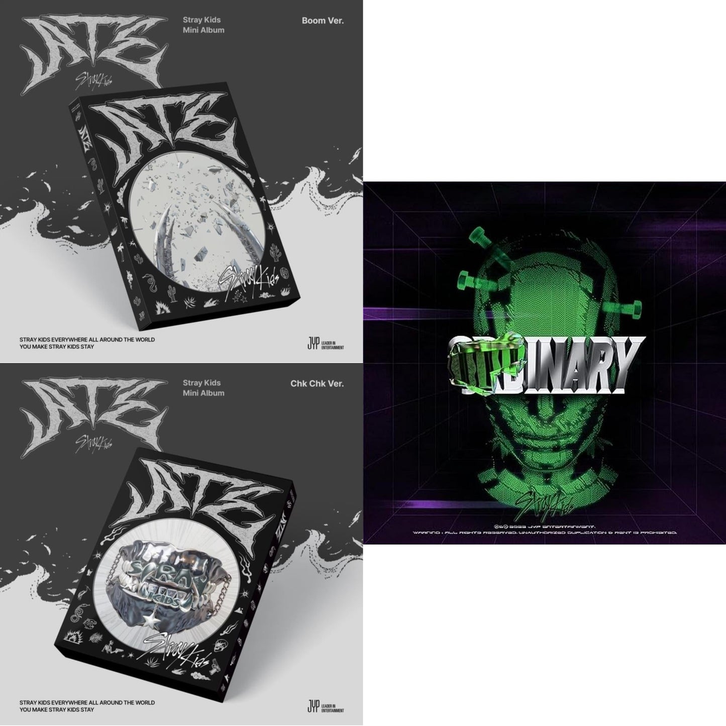 Stray Kids - Ate (Chk Chk Ver.) & Ate (Boom Ver.) & Oddinary (Scanning Version/Mask Off Version/Normal Edition) - CD Bundle