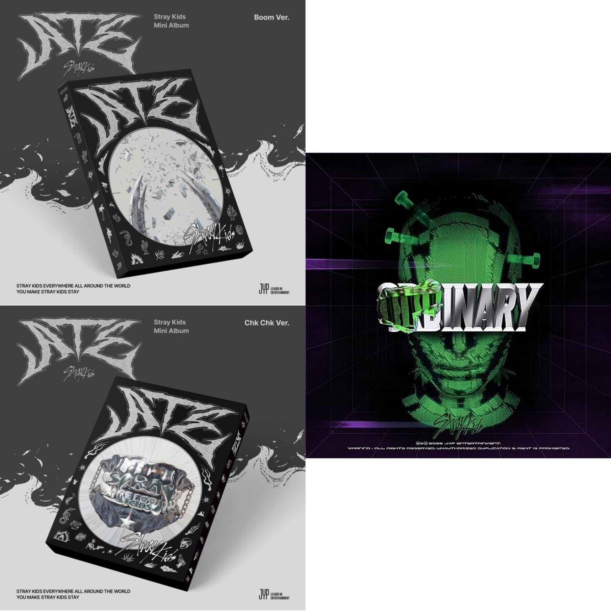 Stray Kids - Ate (Chk Chk Ver.) & Ate (Boom Ver.) & Oddinary (Scanning Version/Mask Off Version/Normal Edition) - CD Bundle