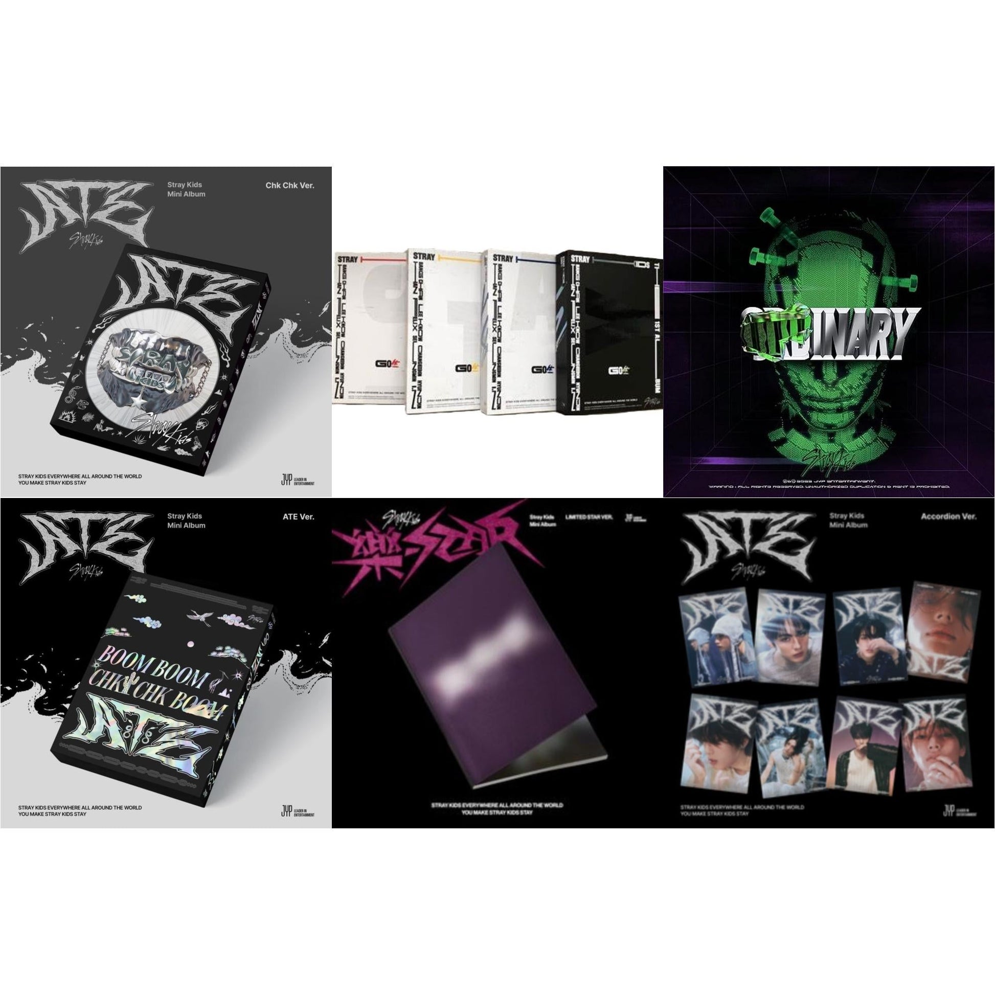 Stray Kids - Rock-Star (Limited Star Ver.) & Ate (Chk Chk Ver.) & Ate (Ate Ver.) & Ate (Accordion Ver.) & Go: Volume 1 (Normal Edition) & Oddinary (Scanning Version/Mask Off Version/Normal Edition) - CD Bundle
