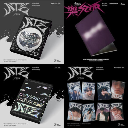 Stray Kids - Rock-Star (Limited Star Ver.) & Ate (Chk Chk Ver.) & Ate (Ate Ver.) & Ate (Accordion Ver.) - CD Bundle