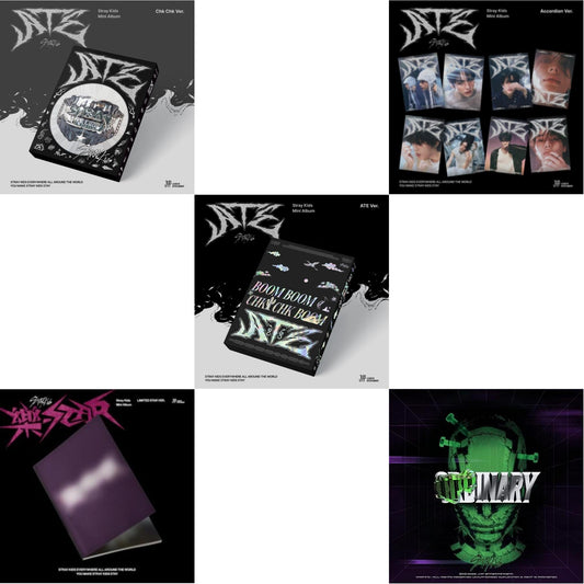Stray Kids - Ate (Chk Chk Ver.) & Rock-Star (Limited Star Ver.) & Ate (Ate Ver.) & Ate (Accordion Ver.) & Oddinary (Scanning Version/Mask Off Version/Normal Edition) - CD Bundle