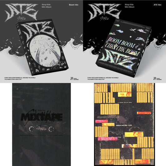 Stray Kids - Ate (Boom Ver.) & Ate (Ate Ver.) & Mixtape & Cle 2: Yellow Wood (Special Album) - CD Bundle