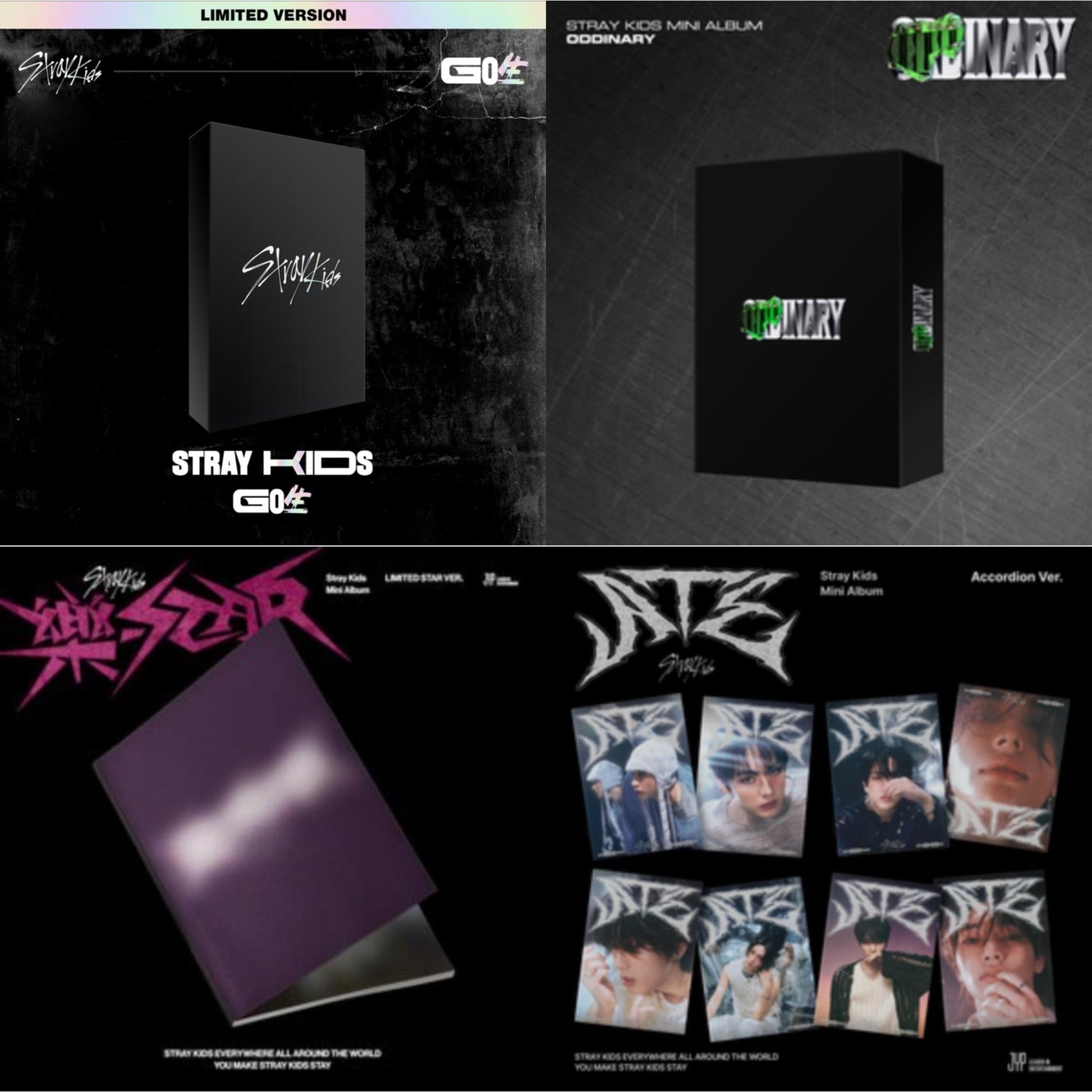 Stray Kids - Rock-Star (Limited Star Ver.) & Ate (Accordion Ver.) & Go: Volume 1 (Normal Edition) & Oddinary (Scanning Version/Mask Off Version/Normal Edition) - CD Bundle