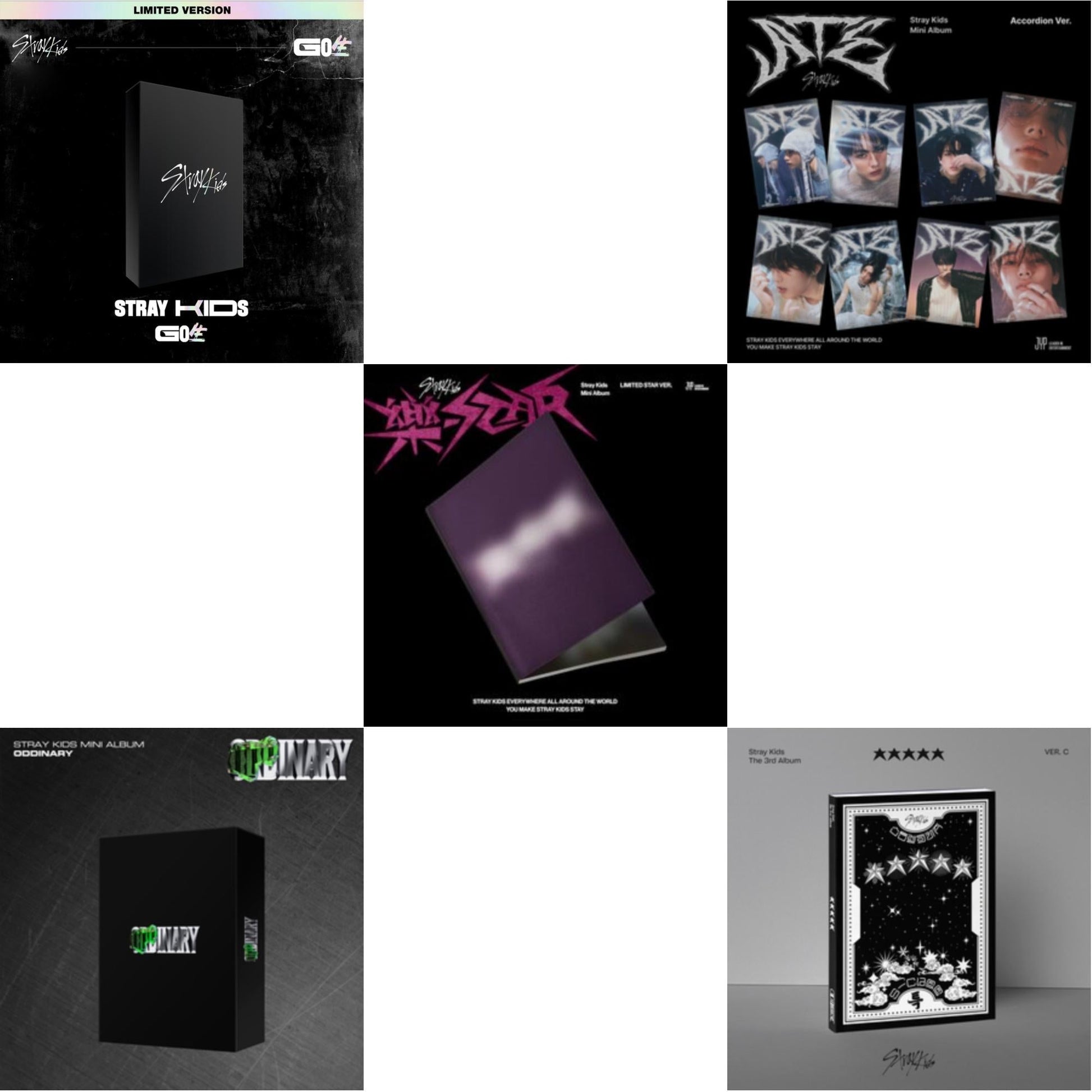 Stray Kids - 5-Star (Ver. C) & Rock-Star (Limited Star Ver.) & Ate (Accordion Ver.) & Go: Volume 1 (Normal Edition) & Oddinary (Scanning Version/Mask Off Version/Normal Edition) - CD Bundle
