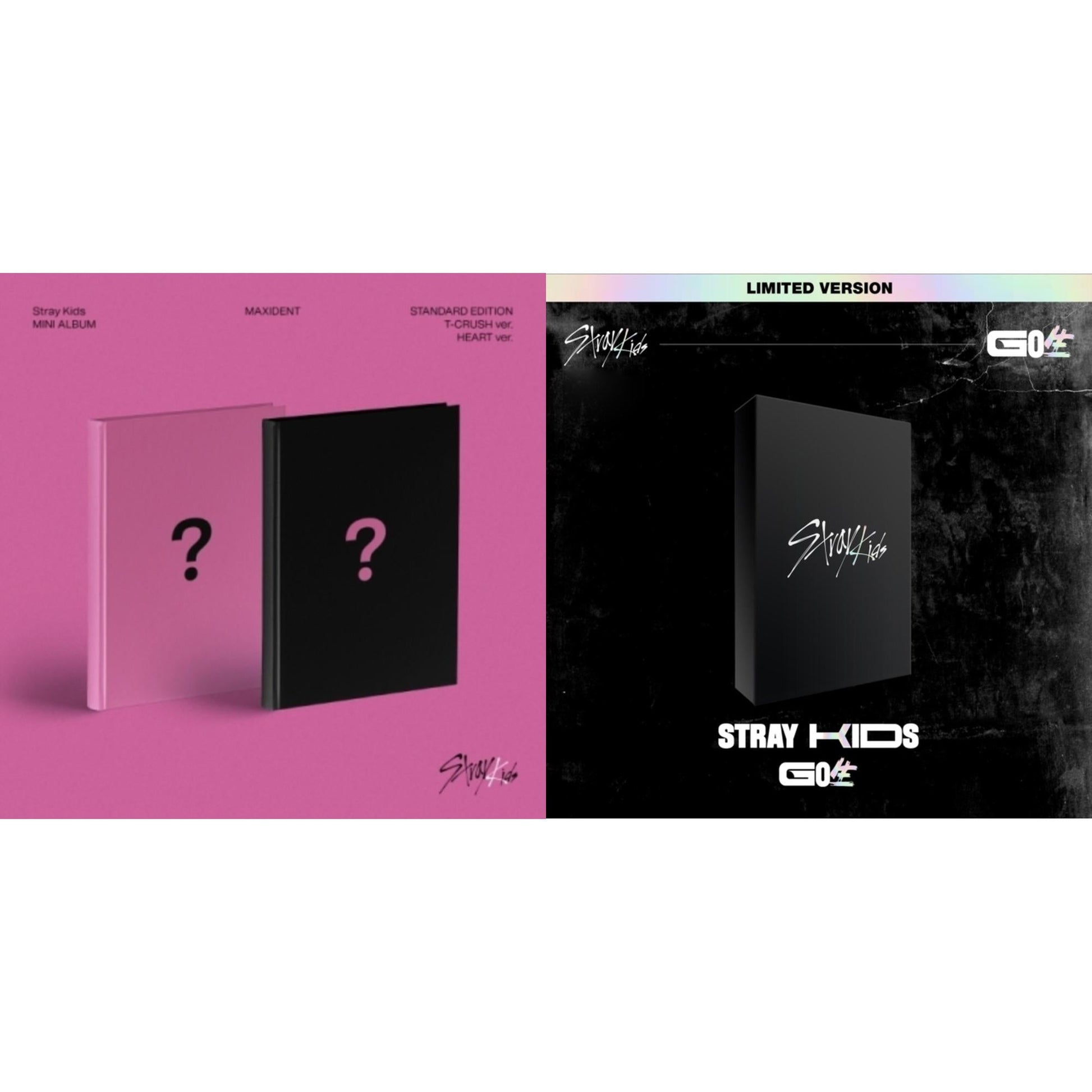 Stray Kids - Go: Volume 1 (Normal Edition) & Maxident (T-Crush Version/Heart Version) - CD Bundle