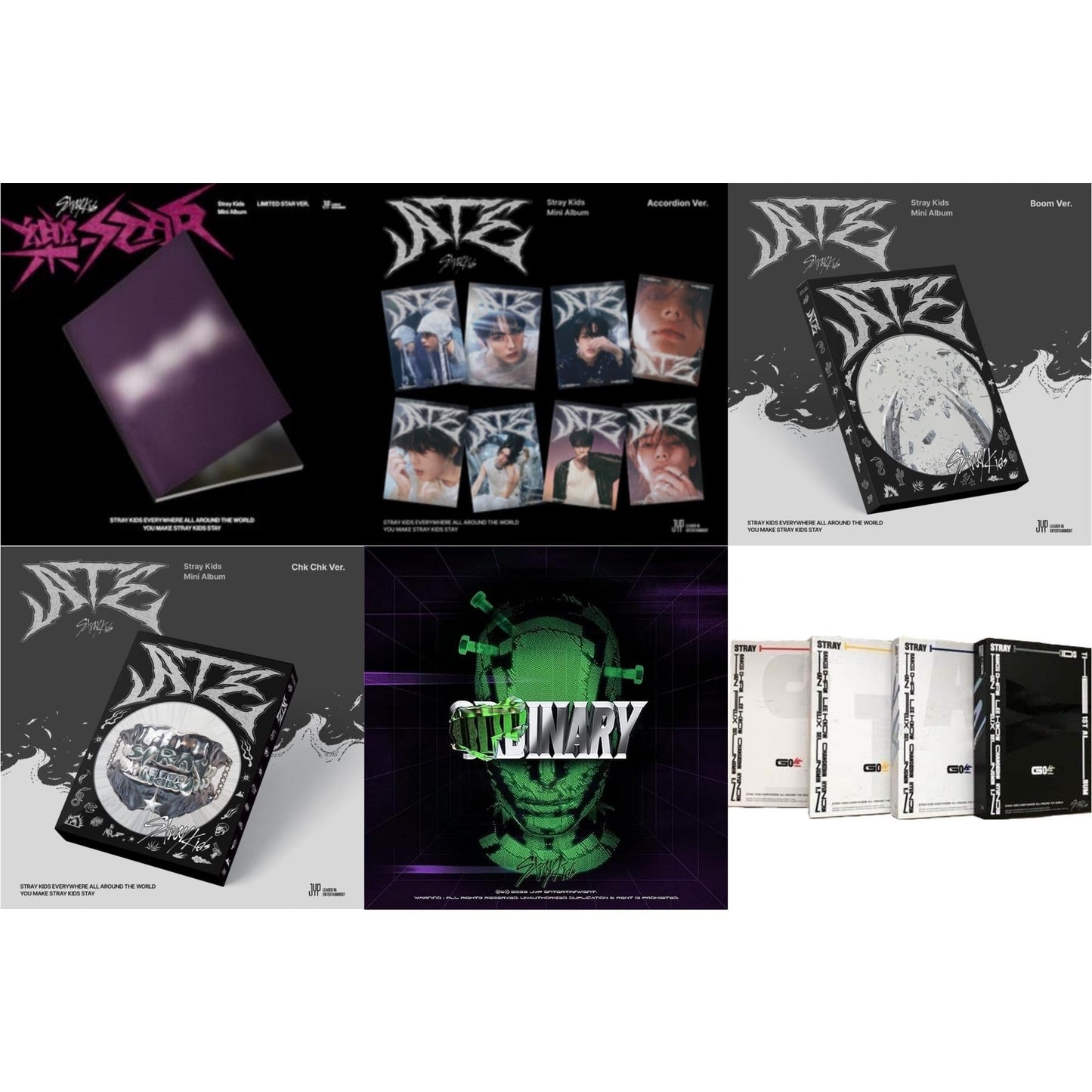 Stray Kids - Rock-Star (Limited Star Ver.) & Ate (Accordion Ver.) & Ate (Boom Ver.) & Ate (Chk Chk Ver.) & Oddinary (Scanning Version/Mask Off Version/Normal Edition) & Go: Volume 1 (Normal Edition) - CD Bundle