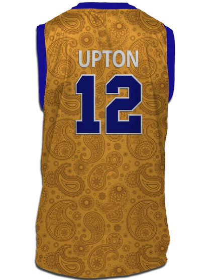 Slapshot Charlestown Chiefs Captain Johnny Upton #12 Yellow Paisley Tank