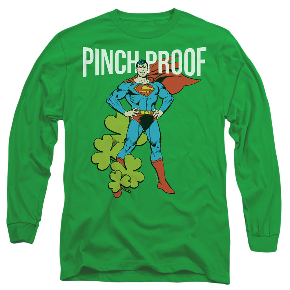 Superman St. Patrick'S Day Pinch Proof Mens Long Sleeve Shirt Kelly Green