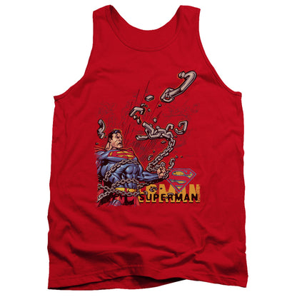 Superman Breaking Chains Mens Tank Top Shirt Red