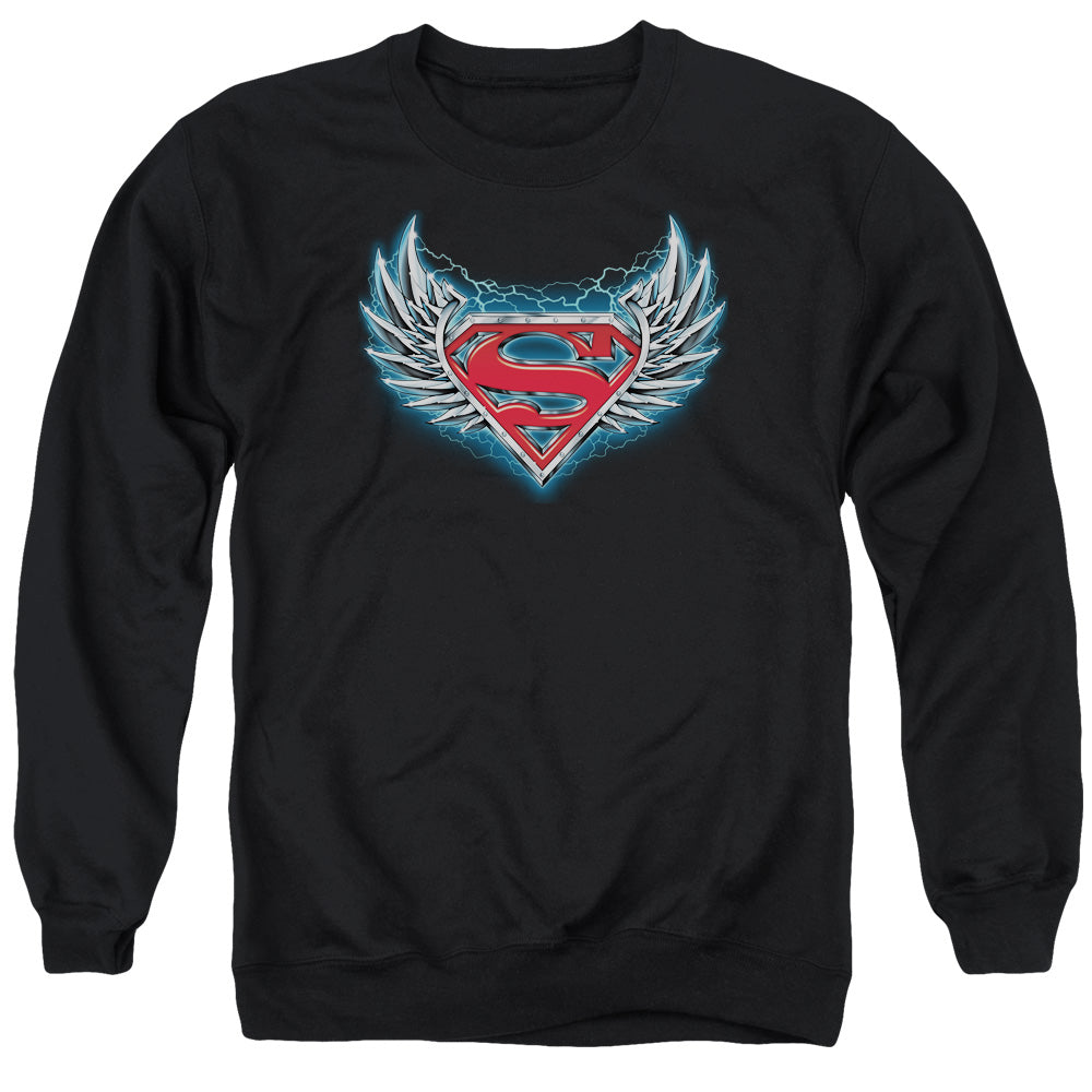 Superman Steel Wings Logo Mens Crewneck Sweatshirt Black