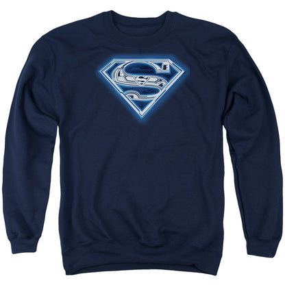 Superman Cyber Shield Mens Crewneck Sweatshirt Navy