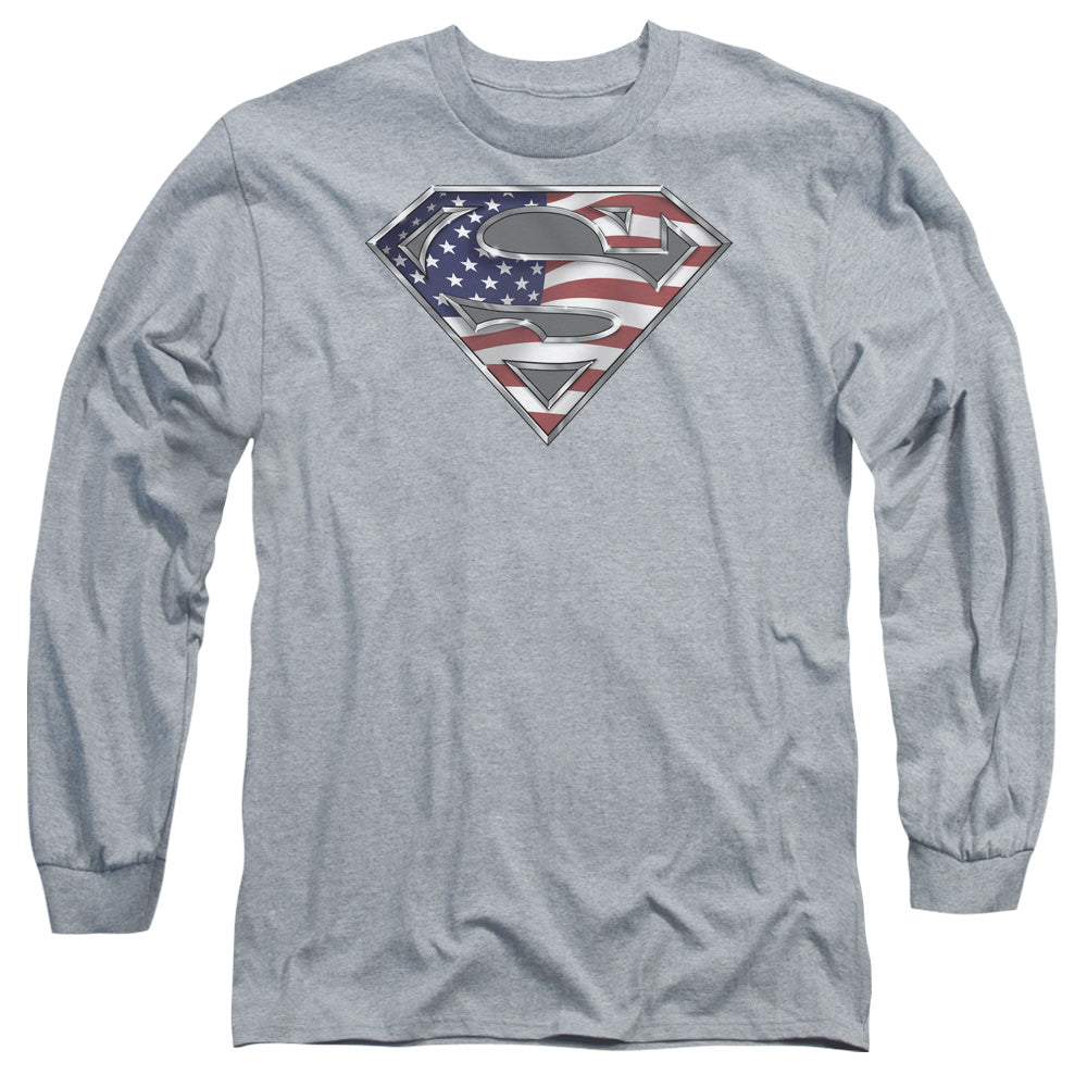 Superman All Mens Long Sleeve Shirt Athletic Heather