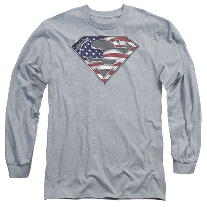 Superman All Mens Long Sleeve Shirt Athletic Heather Officially Licensed