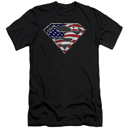 Superman All American Shield Premium Bella Canvas Slim Fit Mens T Shirt Black