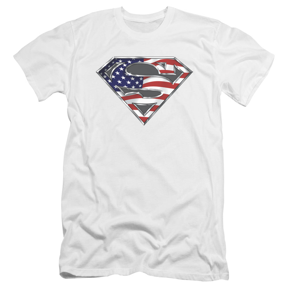 Superman All American Shield Premium Bella Canvas Slim Fit Mens T Shirt White