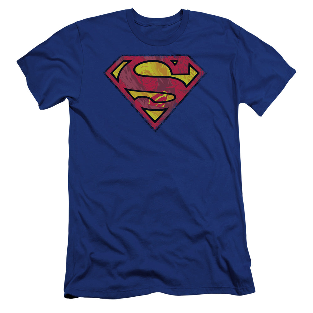 Superman Action Shield Premium Bella Canvas Slim Fit Mens T Shirt Royal Blue