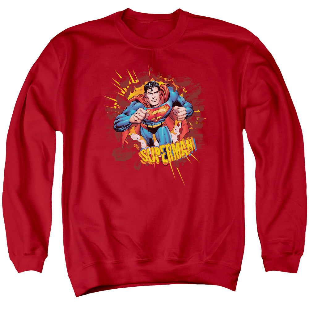 Superman Sorry About The Wall Mens Crewneck Sweatshirt Red