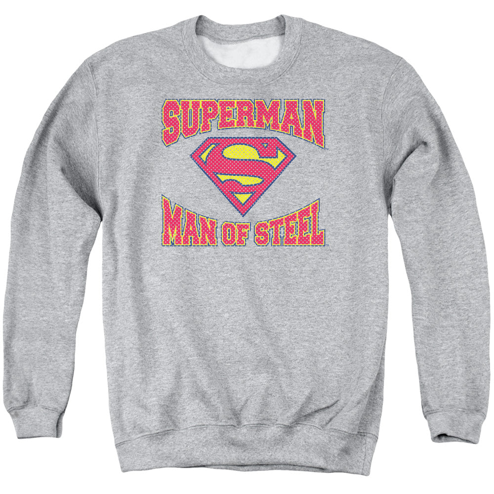 Superman Man Of Steel Jersey Mens Crewneck Sweatshirt Athletic Heather