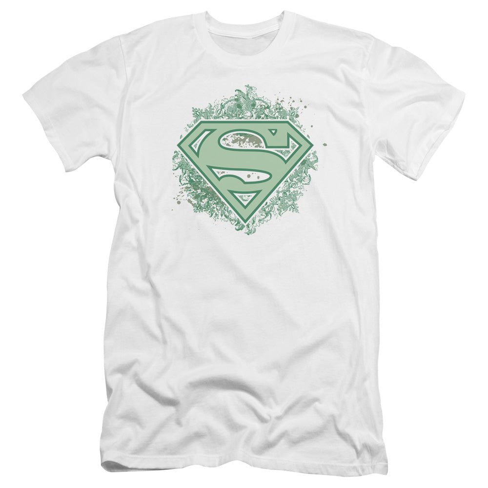 Superman Ornate Shield Premium Bella Canvas Slim Fit Mens T Shirt White