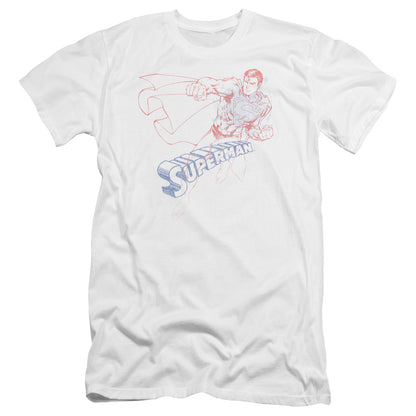 Superman Sketch Premium Bella Canvas Slim Fit Mens T Shirt White