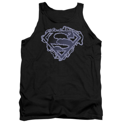 Superman Electric Supes Shield Mens Tank Top Shirt Black