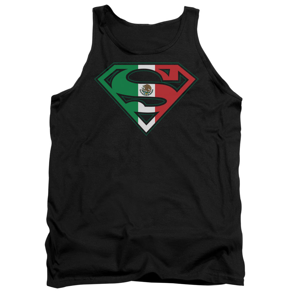 Superman Mexican Flag Shield Mens Tank Top Shirt Black