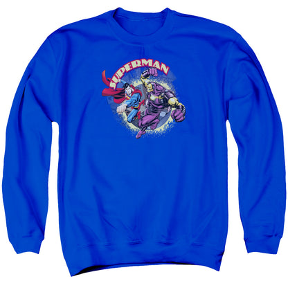 Superman Superman Vs Mongol Mens Crewneck Sweatshirt Royal Blue