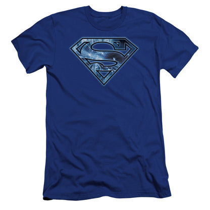 Superman On Ice Shield Premium Bella Canvas Slim Fit Mens T Shirt Royal Blue