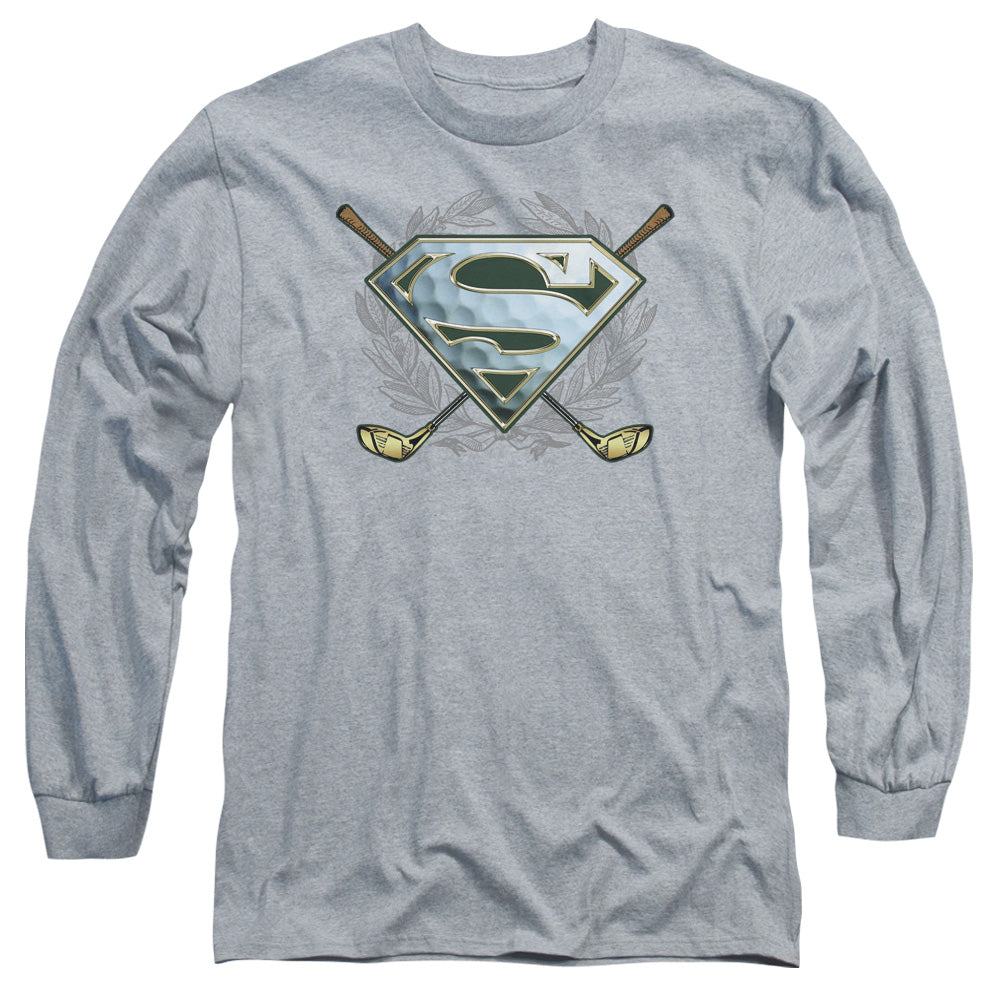 Superman Fore! Mens Long Sleeve Shirt Athletic Heather Officially Licensed