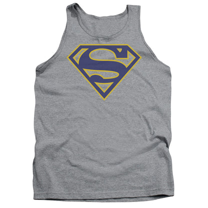 Superman Maize & Blue Shield Mens Tank Top Shirt Athletic Heather