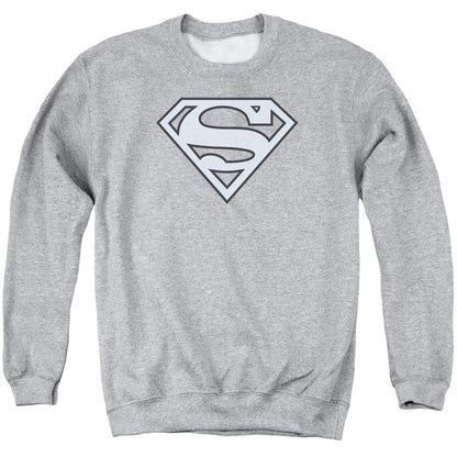 Superman Carolina Blue&Amp;Navy Shield Mens Crewneck Sweatshirt Athletic Heather