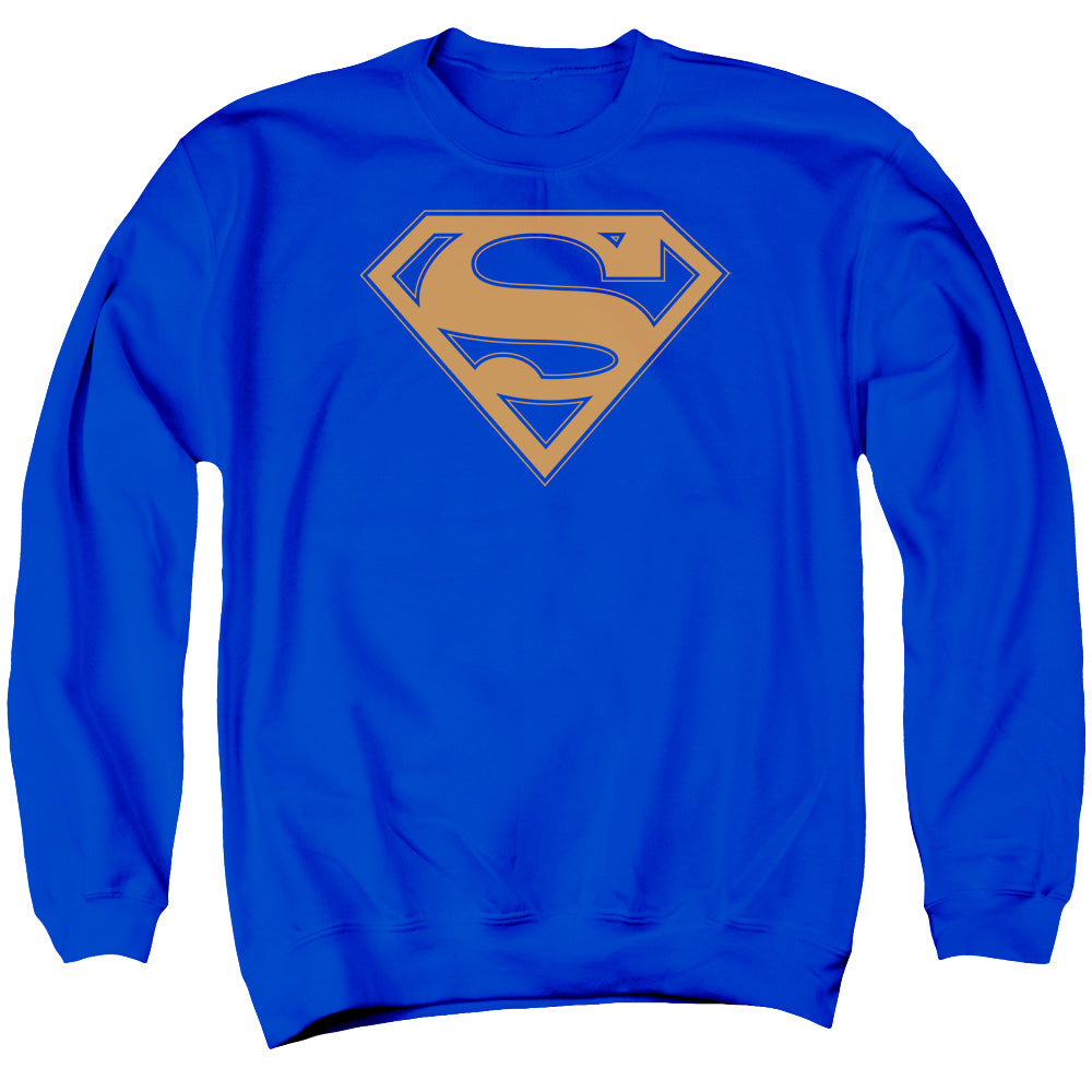 Superman Blue &Amp; Orange Shield Mens Crewneck Sweatshirt Royal Blue