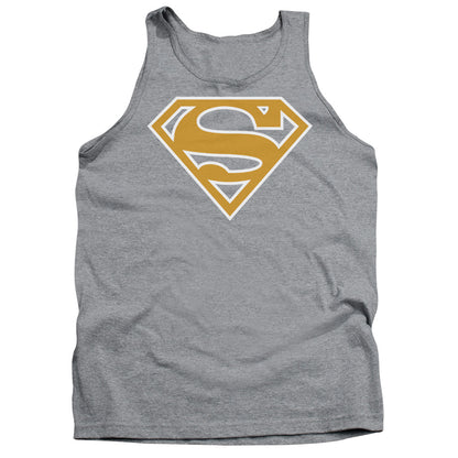 Superman Lt Orange & White Shield Mens Tank Top Shirt Athletic Heather