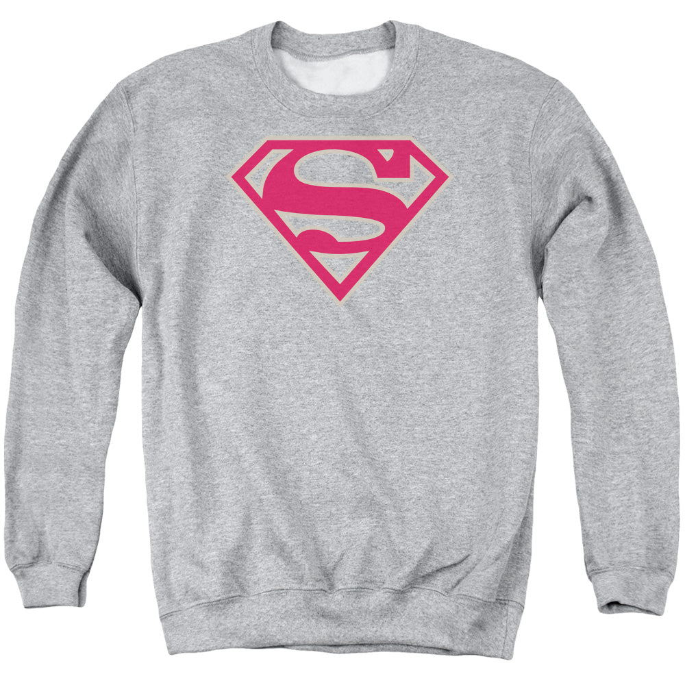 Superman Crimson &Amp; Gray Shield Mens Crewneck Sweatshirt Athletic Heather