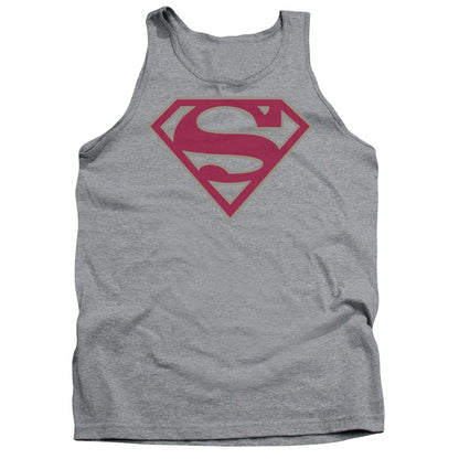 Superman Crimson & Gray Shield Mens Tank Top Shirt Athletic Heather