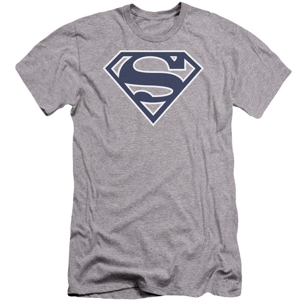 Superman Navy & White Shield Premium Bella Canvas Slim Fit Mens T Shirt Athletic Heather