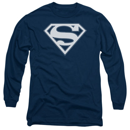 Superman Navy & White Shield Mens Long Sleeve Shirt Navy