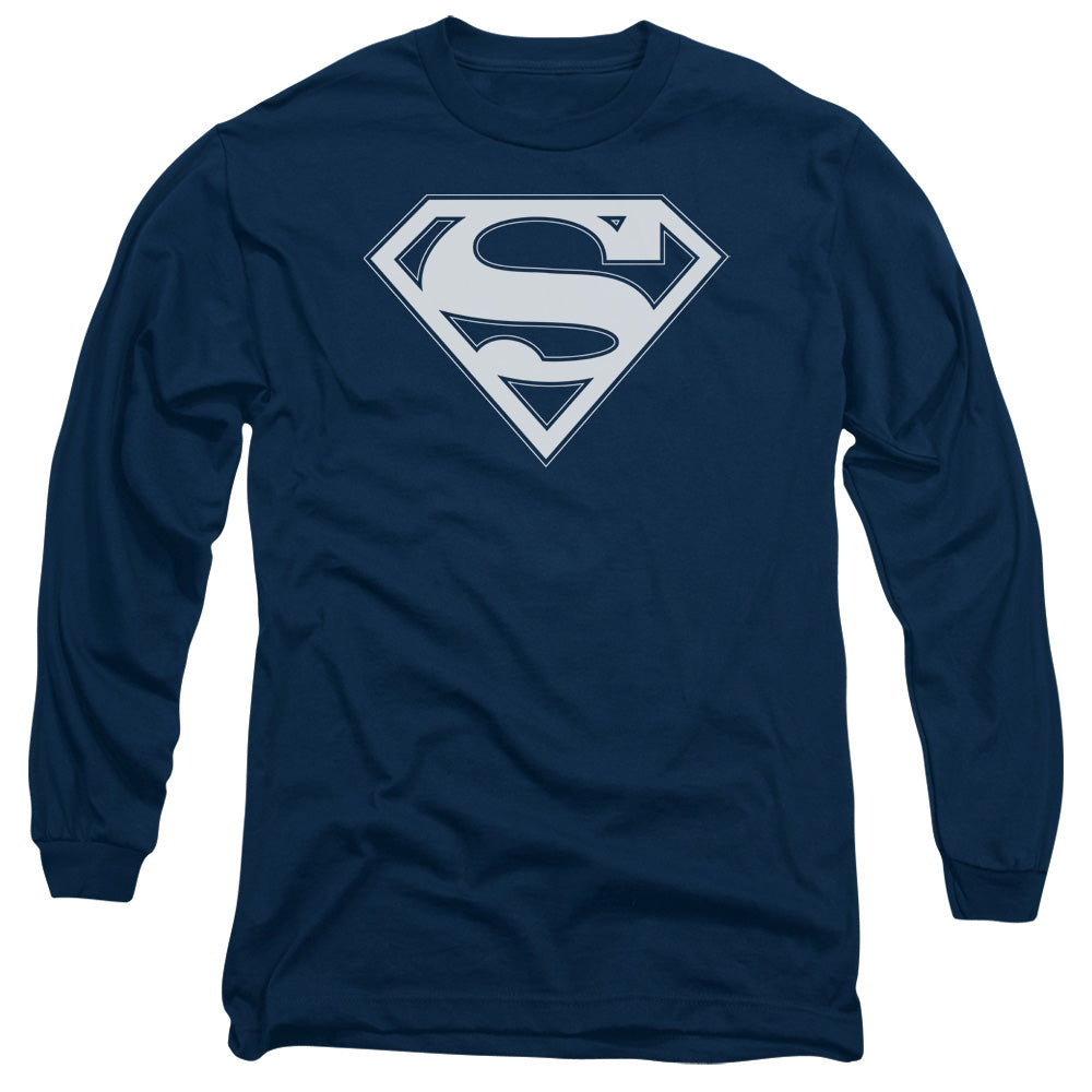 Superman Navy & White Shield Mens Long Sleeve Shirt Navy Officially Licensed