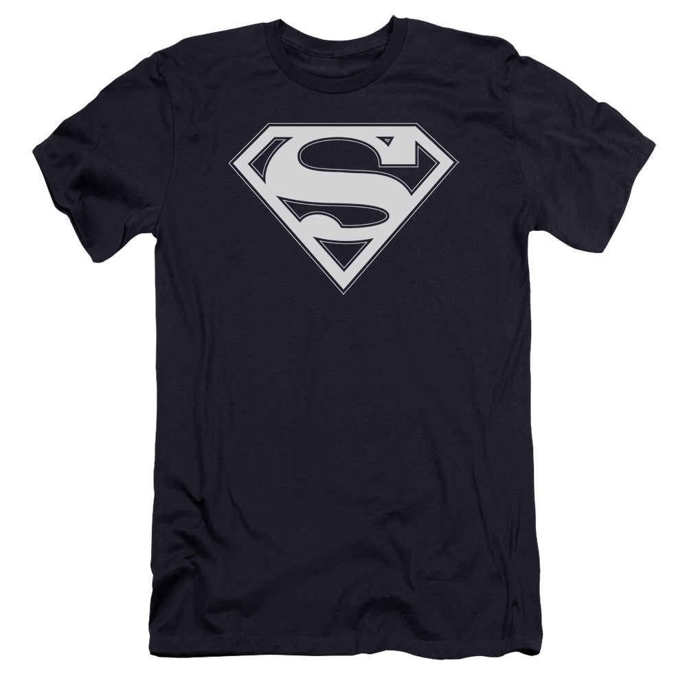 Superman Navy & White Shield Premium Bella Canvas Slim Fit Mens T Shirt Navy