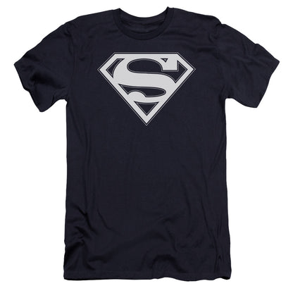 Superman Navy & White Shield Premium Bella Canvas Slim Fit Mens T Shirt Navy