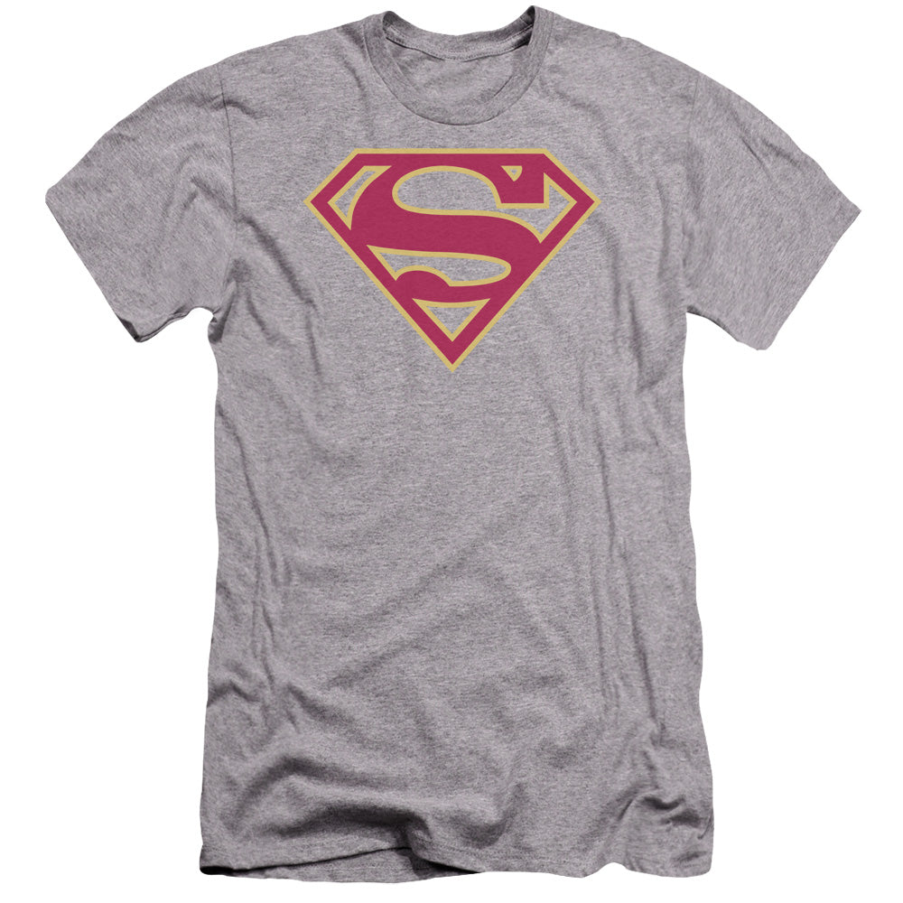 Superman Red & Gold Shield Premium Bella Canvas Slim Fit Mens T Shirt Athletic Heather