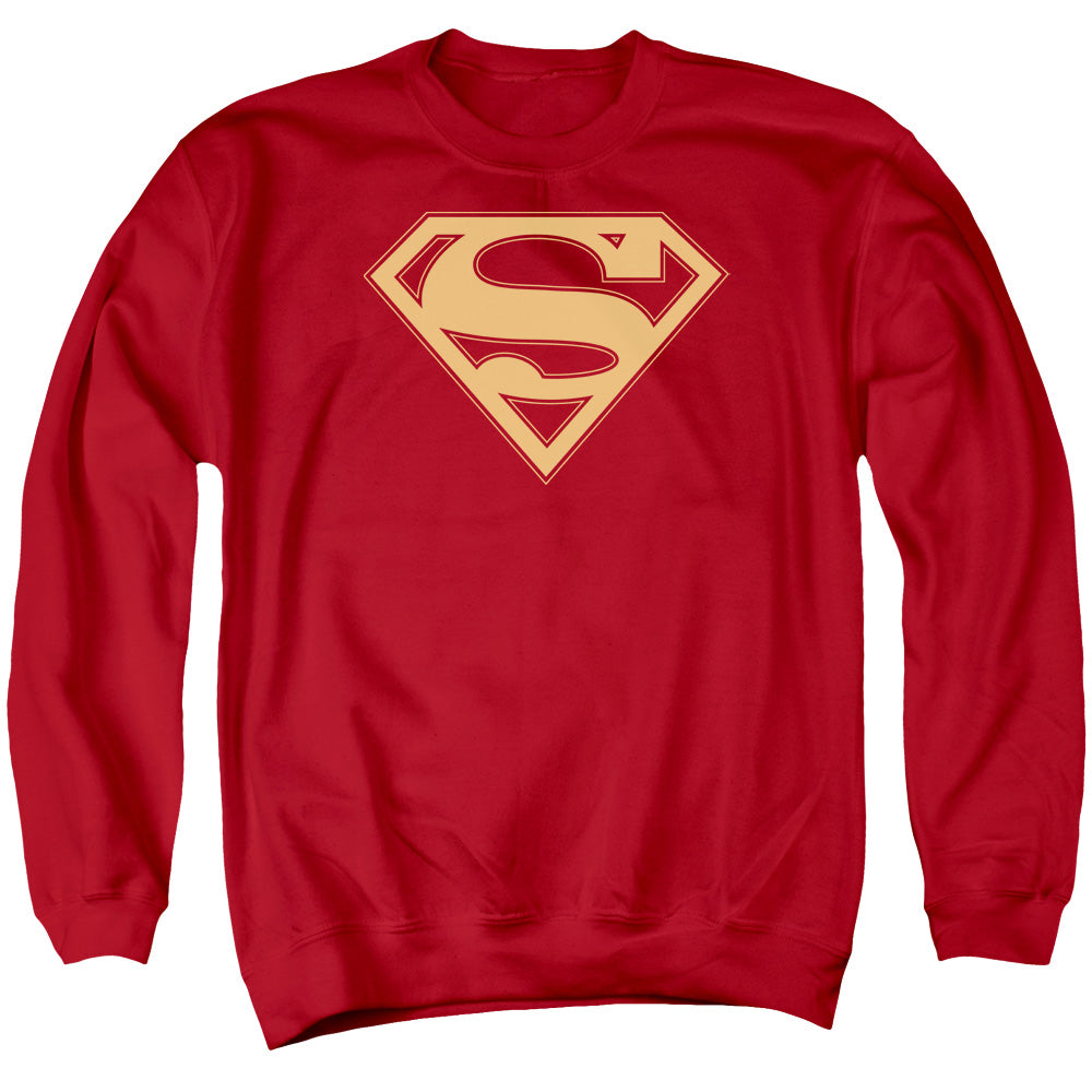 Superman Red &Amp; Gold Shield Mens Crewneck Sweatshirt Red