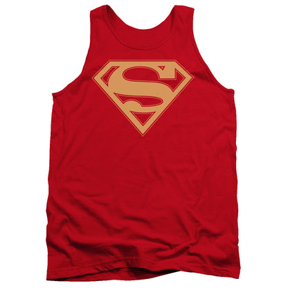 Superman Red & Gold Shield Mens Tank Top Shirt Red